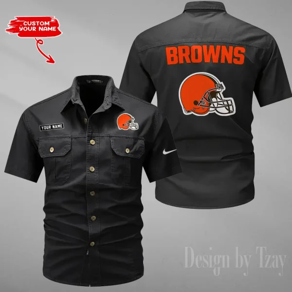 Cleveland Browns 2025 Summer Hot Sale Men's Short Sleeve Cotton Shirts Fashion Loose Breathable Tops ANZMSSWS072