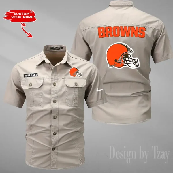 Cleveland Browns 2025 Summer Hot Sale Men's Short Sleeve Cotton Shirts Fashion Loose Breathable Tops ANZMSSWS072 - Image 2