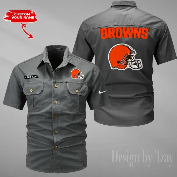 Cleveland Browns 2025 Summer Hot Sale Men's Short Sleeve Cotton Shirts Fashion Loose Breathable Tops ANZMSSWS072 - Image 3