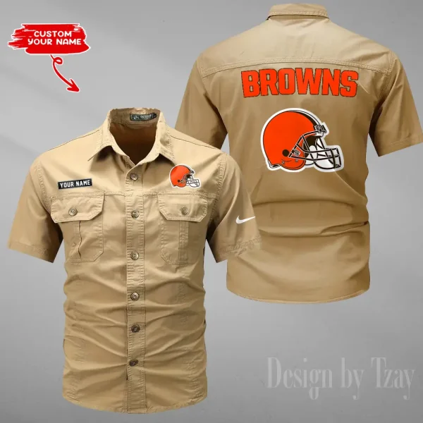 Cleveland Browns 2025 Summer Hot Sale Men's Short Sleeve Cotton Shirts Fashion Loose Breathable Tops ANZMSSWS072 - Image 4