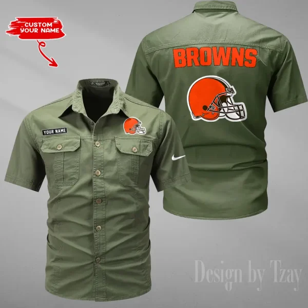 Cleveland Browns 2025 Summer Hot Sale Men's Short Sleeve Cotton Shirts Fashion Loose Breathable Tops ANZMSSWS072 - Image 5