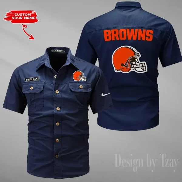 Cleveland Browns 2025 Summer Hot Sale Men's Short Sleeve Cotton Shirts Fashion Loose Breathable Tops ANZMSSWS072 - Image 6
