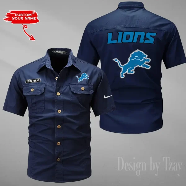 Detroit Lions 2025 Summer Hot Sale Men's Short Sleeve Cotton Shirts Fashion Loose Breathable Tops ANZMSSWS075