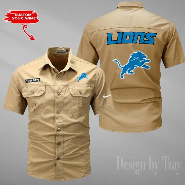 Detroit Lions 2025 Summer Hot Sale Men's Short Sleeve Cotton Shirts Fashion Loose Breathable Tops ANZMSSWS075 - Image 2
