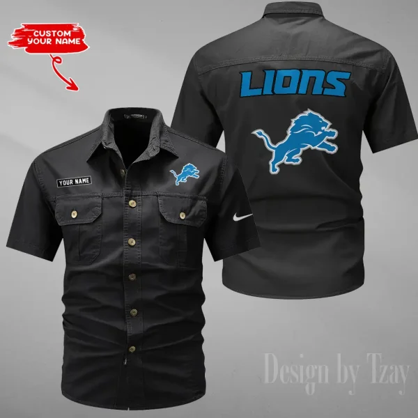 Detroit Lions 2025 Summer Hot Sale Men's Short Sleeve Cotton Shirts Fashion Loose Breathable Tops ANZMSSWS075 - Image 6