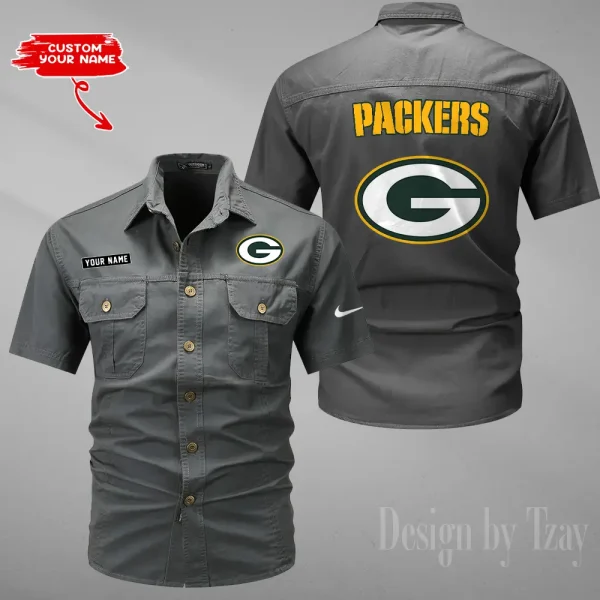 Green Bay Packers 2025 Summer Hot Sale Men's Short Sleeve Cotton Shirts Fashion Loose Breathable Tops ANZMSSWS076 - Image 2