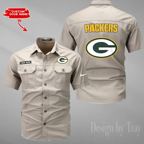Green Bay Packers 2025 Summer Hot Sale Men's Short Sleeve Cotton Shirts Fashion Loose Breathable Tops ANZMSSWS076 - Image 3