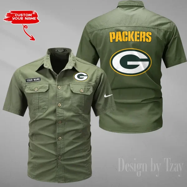 Green Bay Packers 2025 Summer Hot Sale Men's Short Sleeve Cotton Shirts Fashion Loose Breathable Tops ANZMSSWS076 - Image 4