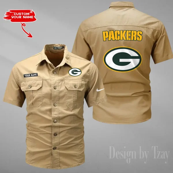 Green Bay Packers 2025 Summer Hot Sale Men's Short Sleeve Cotton Shirts Fashion Loose Breathable Tops ANZMSSWS076 - Image 5