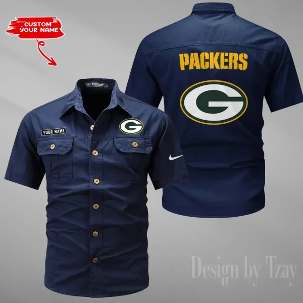 Green Bay Packers 2025 Summer Hot Sale Men's Short Sleeve Cotton Shirts Fashion Loose Breathable Tops ANZMSSWS076 - Image 6