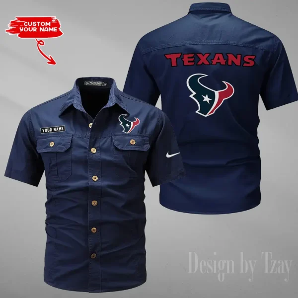 Houston Texans 2025 Summer Hot Sale Men's Short Sleeve Cotton Shirts Fashion Loose Breathable Tops ANZMSSWS077