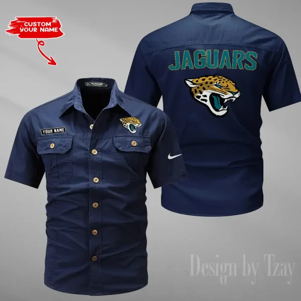 Jacksonville Jaguars 2025 Summer Hot Sale Men's Short Sleeve Cotton Shirts Fashion Loose Breathable Tops ANZMSSWS079 - Image 2