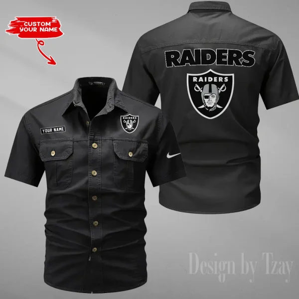Las Vegas Raiders 2025 Summer Hot Sale Men's Short Sleeve Cotton Shirts Fashion Loose Breathable Tops ANZMSSWS081