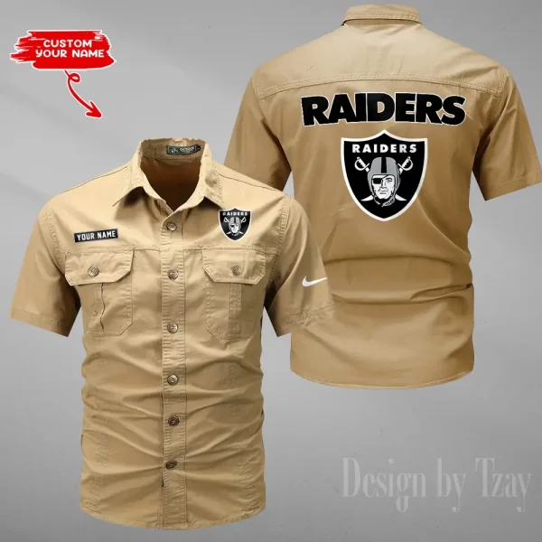 Las Vegas Raiders 2025 Summer Hot Sale Men's Short Sleeve Cotton Shirts Fashion Loose Breathable Tops ANZMSSWS081 - Image 3