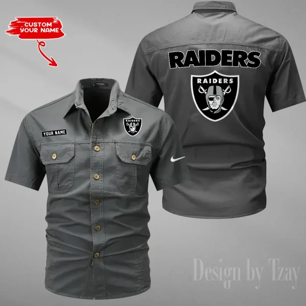 Las Vegas Raiders 2025 Summer Hot Sale Men's Short Sleeve Cotton Shirts Fashion Loose Breathable Tops ANZMSSWS081 - Image 5
