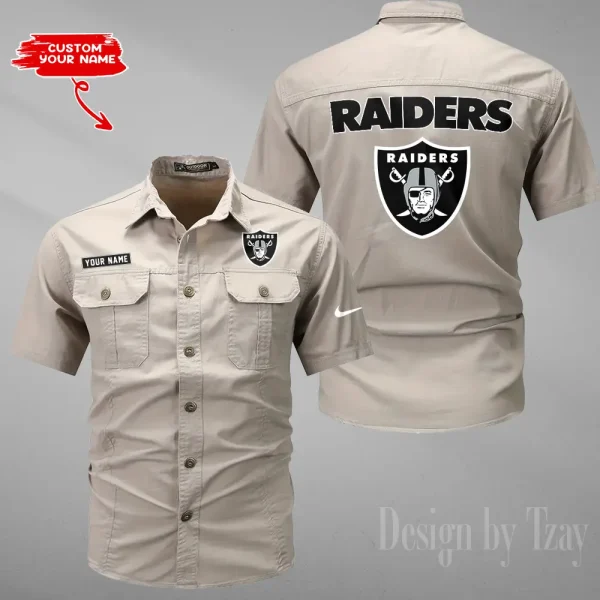 Las Vegas Raiders 2025 Summer Hot Sale Men's Short Sleeve Cotton Shirts Fashion Loose Breathable Tops ANZMSSWS081 - Image 6