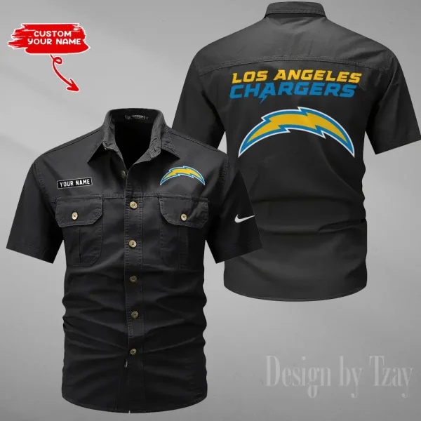 Los Angeles Chargers 2025 Summer Hot Sale Men's Short Sleeve Cotton Shirts Fashion Loose Breathable Tops ANZMSSWS082