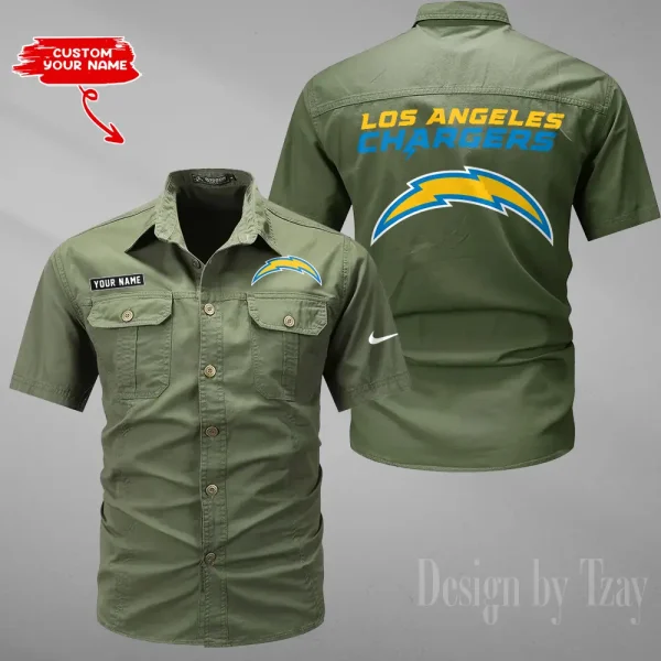 Los Angeles Chargers 2025 Summer Hot Sale Men's Short Sleeve Cotton Shirts Fashion Loose Breathable Tops ANZMSSWS082 - Image 4