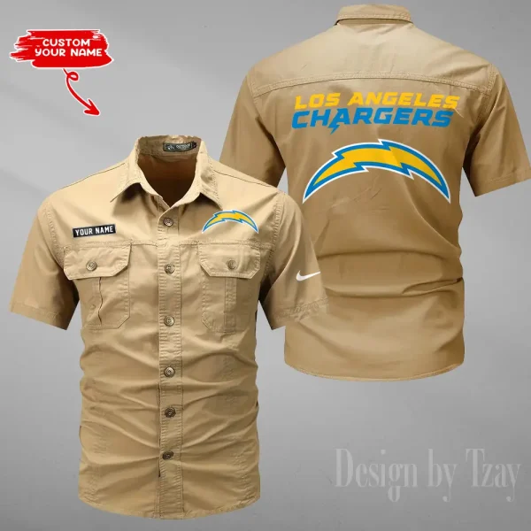 Los Angeles Chargers 2025 Summer Hot Sale Men's Short Sleeve Cotton Shirts Fashion Loose Breathable Tops ANZMSSWS082 - Image 5
