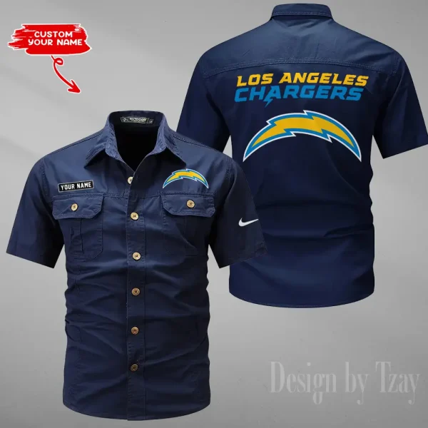 Los Angeles Chargers 2025 Summer Hot Sale Men's Short Sleeve Cotton Shirts Fashion Loose Breathable Tops ANZMSSWS082 - Image 6
