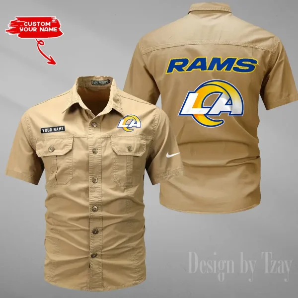 Los Angeles Rams 2025 Summer Hot Sale Men's Short Sleeve Cotton Shirts Fashion Loose Breathable Tops ANZMSSWS083 - Image 2