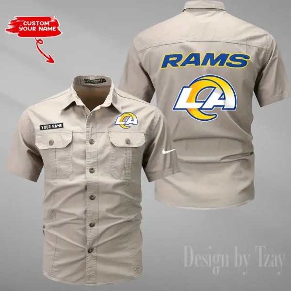 Los Angeles Rams 2025 Summer Hot Sale Men's Short Sleeve Cotton Shirts Fashion Loose Breathable Tops ANZMSSWS083 - Image 5