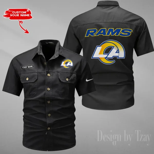 Los Angeles Rams 2025 Summer Hot Sale Men's Short Sleeve Cotton Shirts Fashion Loose Breathable Tops ANZMSSWS083 - Image 6