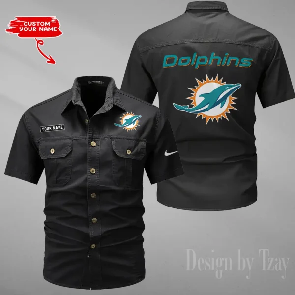 Miami Dolphins 2025 Summer Hot Sale Men's Short Sleeve Cotton Shirts Fashion Loose Breathable Tops ANZMSSWS084