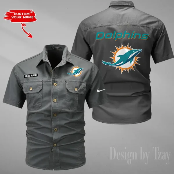 Miami Dolphins 2025 Summer Hot Sale Men's Short Sleeve Cotton Shirts Fashion Loose Breathable Tops ANZMSSWS084 - Image 3