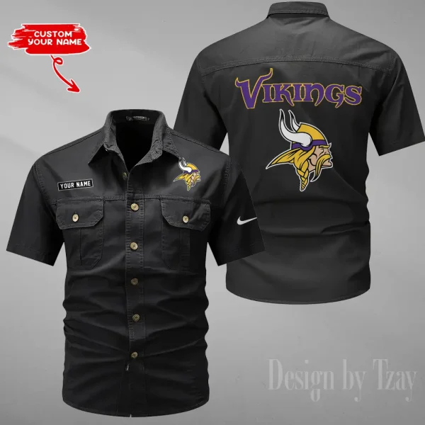 Minnesota Vikings 2025 Summer Hot Sale Men's Short Sleeve Cotton Shirts Fashion Loose Breathable Tops ANZMSSWS085