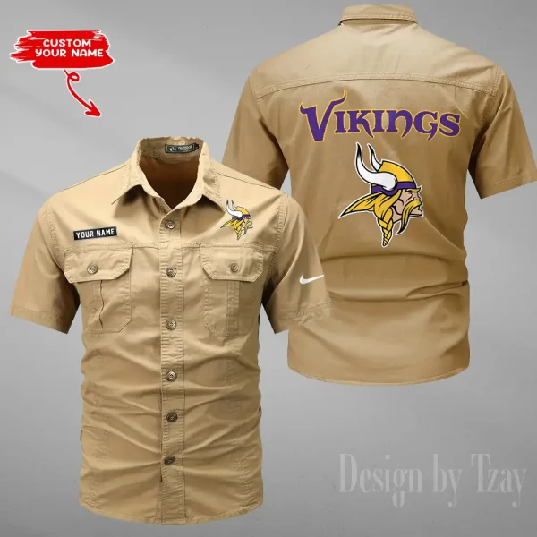 Minnesota Vikings 2025 Summer Hot Sale Men's Short Sleeve Cotton Shirts Fashion Loose Breathable Tops ANZMSSWS085 - Image 3
