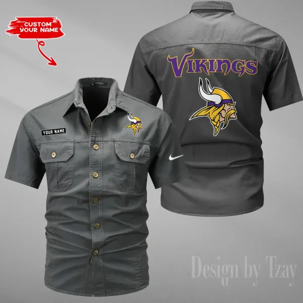 Minnesota Vikings 2025 Summer Hot Sale Men's Short Sleeve Cotton Shirts Fashion Loose Breathable Tops ANZMSSWS085 - Image 4
