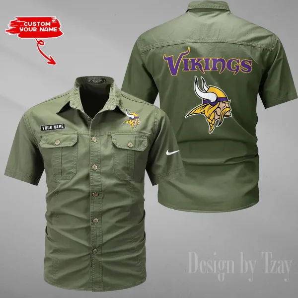 Minnesota Vikings 2025 Summer Hot Sale Men's Short Sleeve Cotton Shirts Fashion Loose Breathable Tops ANZMSSWS085 - Image 5