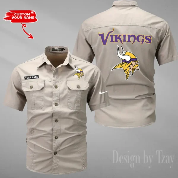 Minnesota Vikings 2025 Summer Hot Sale Men's Short Sleeve Cotton Shirts Fashion Loose Breathable Tops ANZMSSWS085 - Image 6