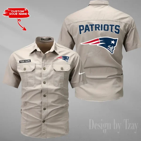 New England Patriots 2025 Summer Hot Sale Men's Short Sleeve Cotton Shirts Fashion Loose Breathable Tops ANZMSSWS086 - Image 2