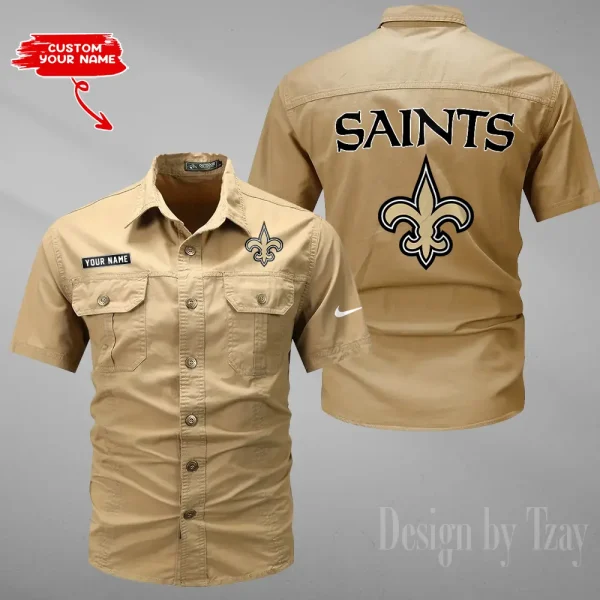 New Orleans Saints 2025 Summer Hot Sale Men's Short Sleeve Cotton Shirts Fashion Loose Breathable Tops ANZMSSWS087 - Image 4