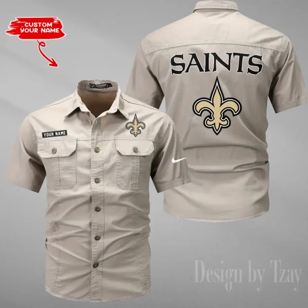 New Orleans Saints 2025 Summer Hot Sale Men's Short Sleeve Cotton Shirts Fashion Loose Breathable Tops ANZMSSWS087 - Image 6