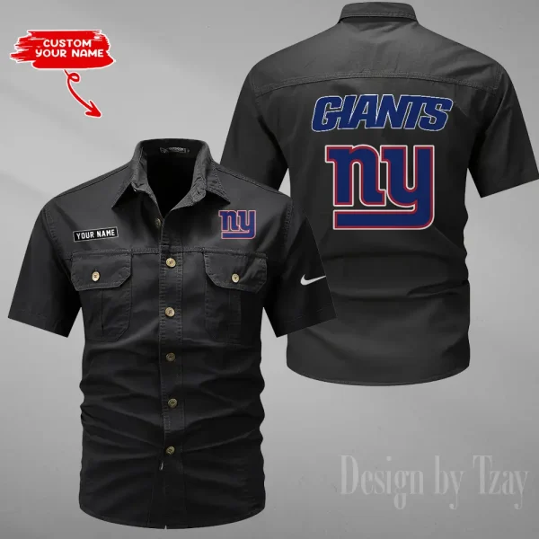 New York Giants 2025 Summer Hot Sale Men's Short Sleeve Cotton Shirts Fashion Loose Breathable Tops ANZMSSWS088