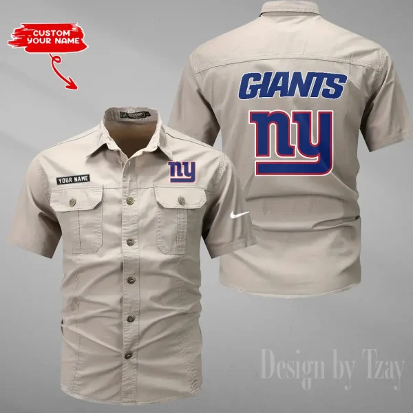 New York Giants 2025 Summer Hot Sale Men's Short Sleeve Cotton Shirts Fashion Loose Breathable Tops ANZMSSWS088 - Image 2