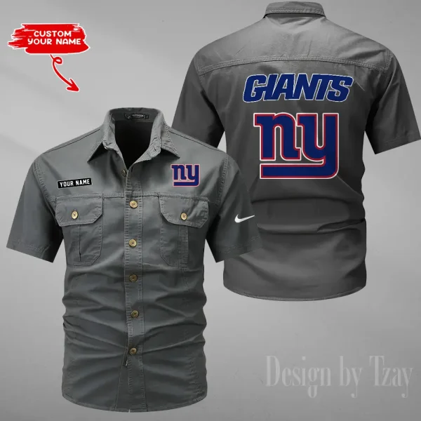 New York Giants 2025 Summer Hot Sale Men's Short Sleeve Cotton Shirts Fashion Loose Breathable Tops ANZMSSWS088 - Image 3