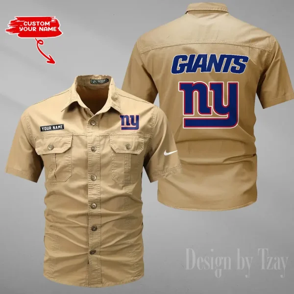 New York Giants 2025 Summer Hot Sale Men's Short Sleeve Cotton Shirts Fashion Loose Breathable Tops ANZMSSWS088 - Image 5