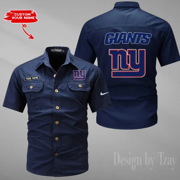 New York Giants 2025 Summer Hot Sale Men's Short Sleeve Cotton Shirts Fashion Loose Breathable Tops ANZMSSWS088 - Image 6