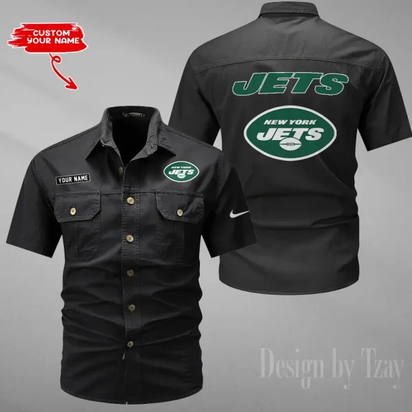 New York Jets 2025 Summer Hot Sale Men's Short Sleeve Cotton Shirts Fashion Loose Breathable Tops ANZMSSWS089