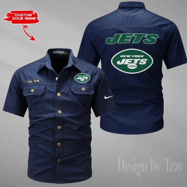 New York Jets 2025 Summer Hot Sale Men's Short Sleeve Cotton Shirts Fashion Loose Breathable Tops ANZMSSWS089 - Image 2