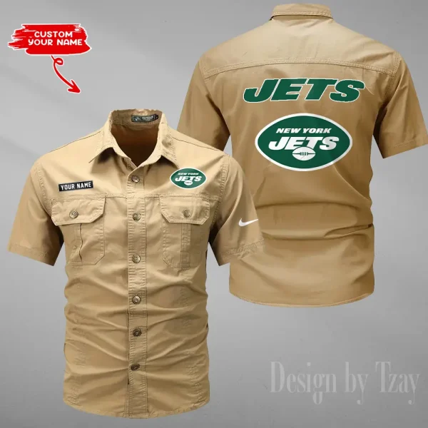 New York Jets 2025 Summer Hot Sale Men's Short Sleeve Cotton Shirts Fashion Loose Breathable Tops ANZMSSWS089 - Image 3