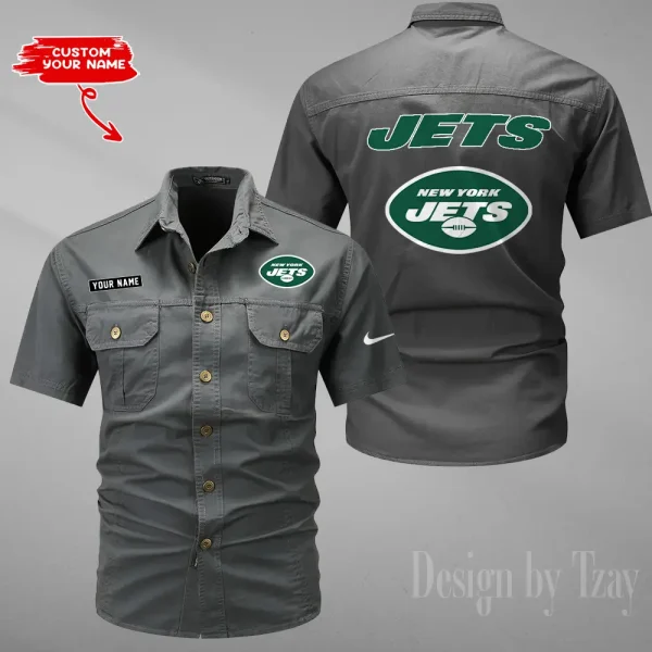 New York Jets 2025 Summer Hot Sale Men's Short Sleeve Cotton Shirts Fashion Loose Breathable Tops ANZMSSWS089 - Image 5