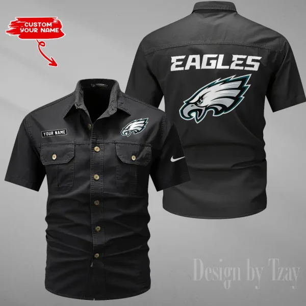 Philadelphia Eagles 2025 Summer Hot Sale Men's Short Sleeve Cotton Shirts Fashion Loose Breathable Tops ANZMSSWS090