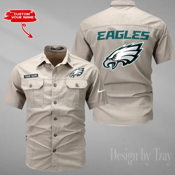 Philadelphia Eagles 2025 Summer Hot Sale Men's Short Sleeve Cotton Shirts Fashion Loose Breathable Tops ANZMSSWS090 - Image 2
