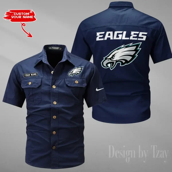 Philadelphia Eagles 2025 Summer Hot Sale Men's Short Sleeve Cotton Shirts Fashion Loose Breathable Tops ANZMSSWS090 - Image 3