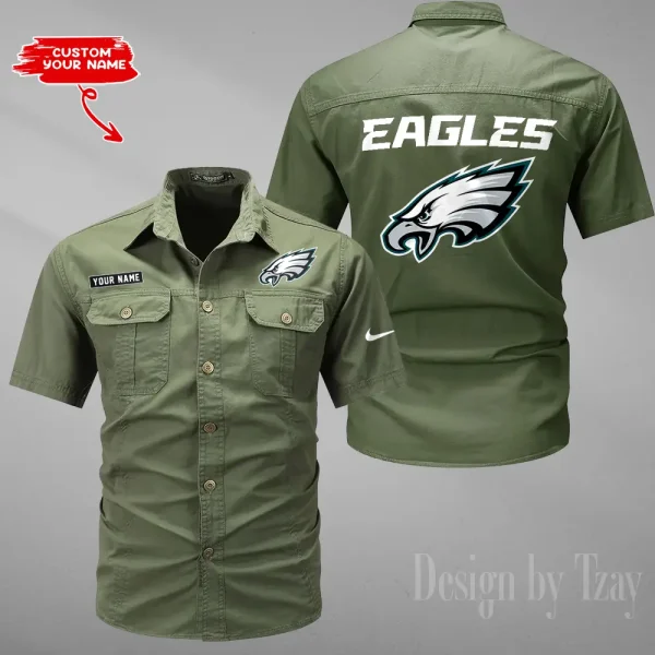 Philadelphia Eagles 2025 Summer Hot Sale Men's Short Sleeve Cotton Shirts Fashion Loose Breathable Tops ANZMSSWS090 - Image 5